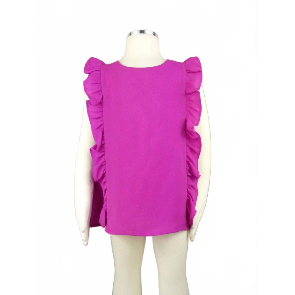 NEW ML KIDS girl's flowy ruffle top in fuchsia